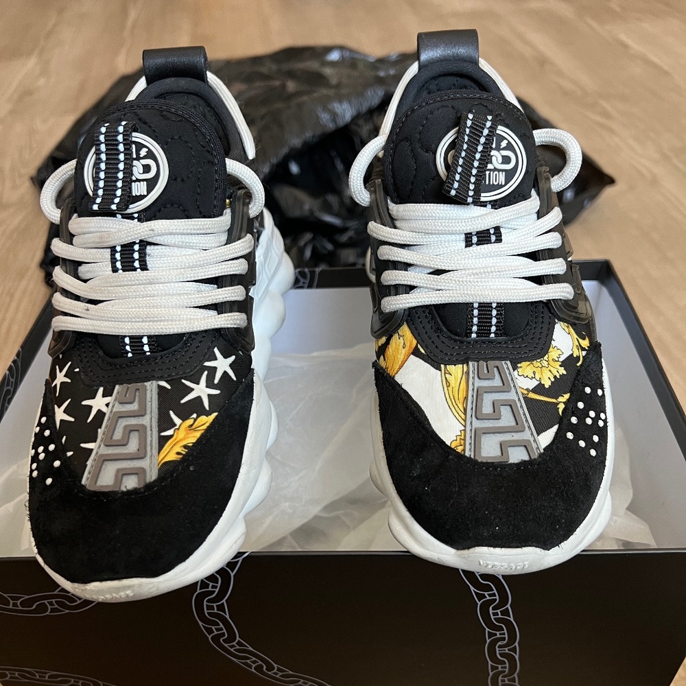 Versace Kids Black and Gold Sneakers